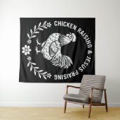 Chicken Raising & Jesus Lob Wandteppich (Beispiel (Horizontal))