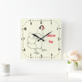 Chicken Rap Funny Music Meat Free Vegan Art Pun Quadratische Wanduhr (Zuhause)