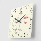 Chicken Rap Funny Music Meat Free Vegan Art Pun Quadratische Wanduhr (Winkel)
