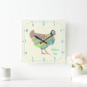 Chicken Rap Funny Music Meat Free Vegan Art Pun Quadratische Wanduhr (Zuhause)