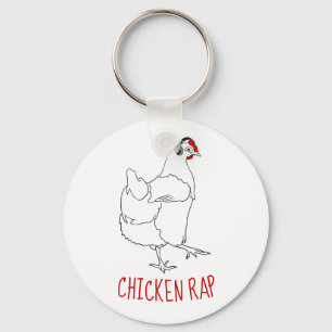 Chicken Rap Meat Free Funny Animal Art Vegan Humor Schlüsselanhänger