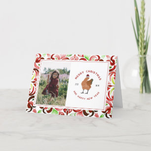 Chicken Red & Green Watercolor Weihnachtsgebäck Fo Feiertagskarte