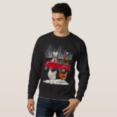 Chicken Riding Red Truck Frohe Weihnachtsgebäck L Sweatshirt (Vorne ganz)