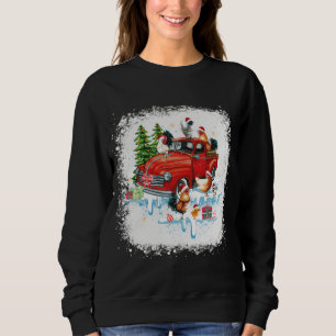 Chicken Riding Red Truck Funny Frohe Weihnachten C Sweatshirt