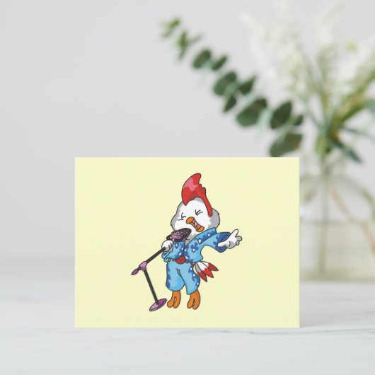 Chicken Rock Star T - Shirt und Geschenke Postkarte (Stehend Vorderseite)