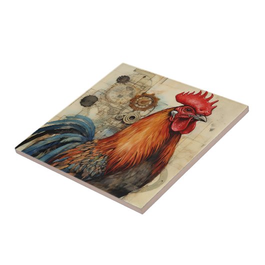 Chicken Rooster Art Fliese (Seite)