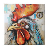 Chicken Rooster Art Fliese (Vorderseite)