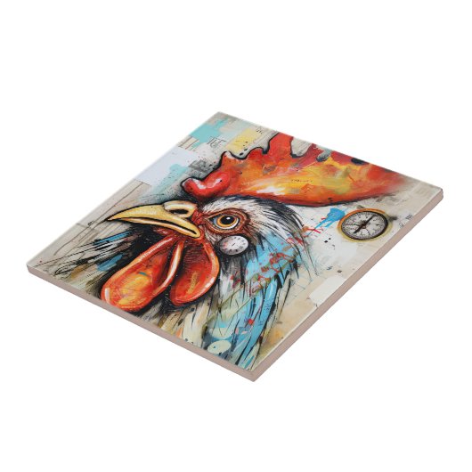 Chicken Rooster Art Fliese (Seite)