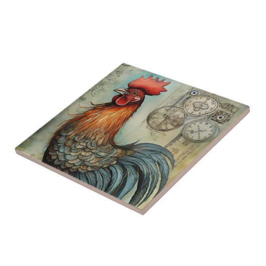 Chicken Rooster Art Fliese (Seite)