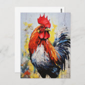Chicken Rooster Art Postkarte (Vorne/Hinten)