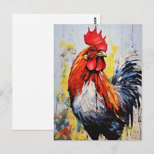 Chicken Rooster Art Postkarte (Vorne/Hinten)