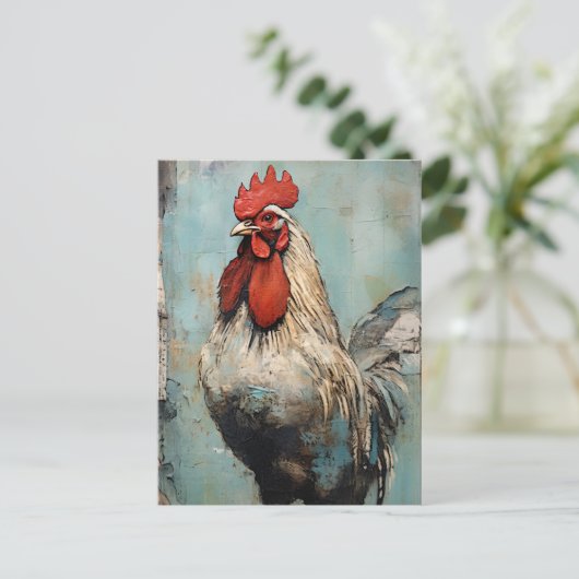 Chicken Rooster Art Postkarte (Stehend Vorderseite)