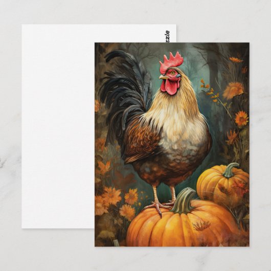 Chicken Rooster Art Postkarte (Vorne/Hinten)
