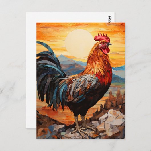 Chicken Rooster Art Postkarte (Vorne/Hinten)