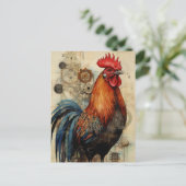 Chicken Rooster Art Postkarte (Stehend Vorderseite)