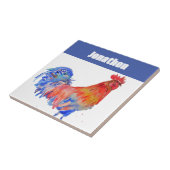 Chicken Rooster Bird Kids Boys Name Blue Red Fliese (Seite)