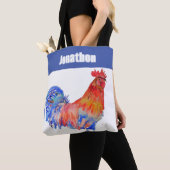 Chicken Rooster Bird Kids Boys Name Blue Red Tasche (Von Nahem)