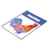 Chicken Rooster Bird Kids Boys Namensschild Notizblock (Linke Seite)