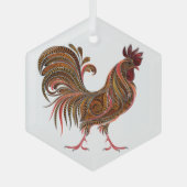 Chicken Rooster Gaphic Art Design Ornament Aus Glas (Vorderseite)