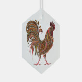 Chicken Rooster Gaphic Art Design Ornament Aus Glas (Vorderseite Rechts)