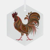 Chicken Rooster Gaphic Art Design Ornament Aus Glas (Rückseite)