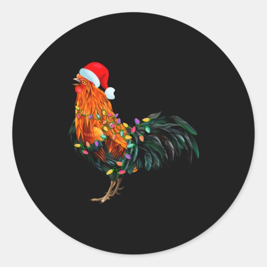 Chicken Santa Christmas Tree Funny Chicken Lover C Runder Aufkleber (Vorderseite)
