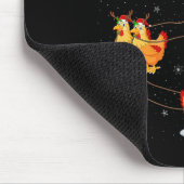 Chicken Santa Sleigh Flying Funny Magical Christma Mousepad (Ecke)