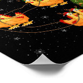 Chicken Santa Sleigh Flying Funny Magical Christma Poster (Ecke)