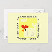 Chicken Says Cluck Tshirts und Geschenke Postkarte (Vorne/Hinten)