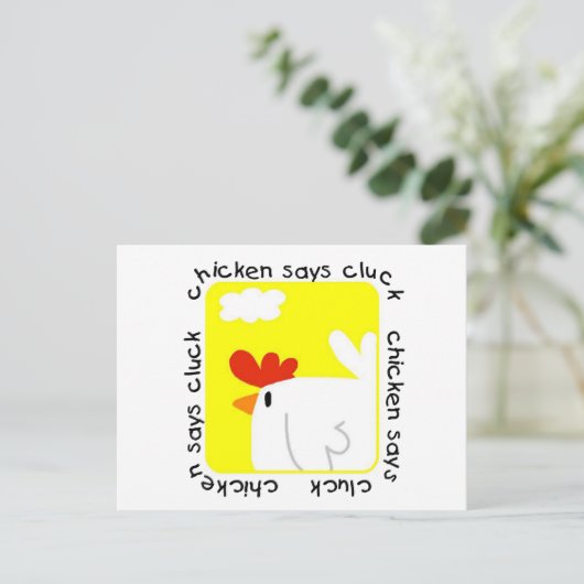 Chicken Says Cluck Tshirts und Geschenke Postkarte (Stehend Vorderseite)