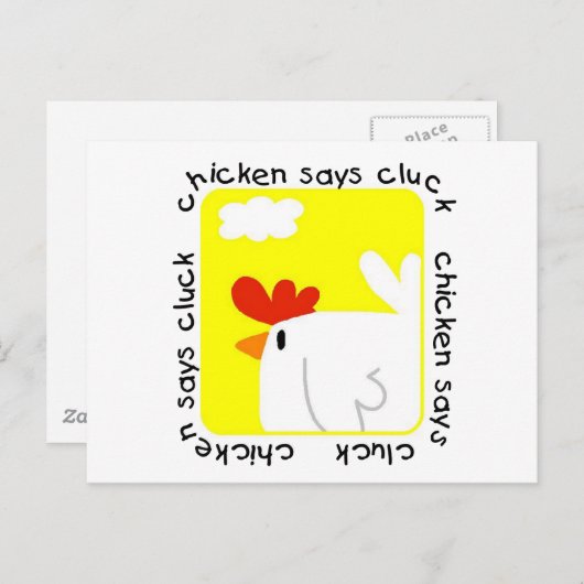 Chicken Says Cluck Tshirts und Geschenke Postkarte (Vorne/Hinten)