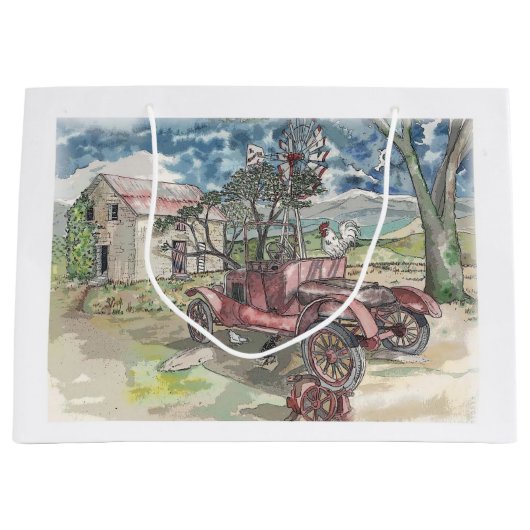 Chicken Scratch Große Geschenktüte (Vorderseite)