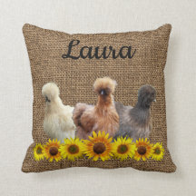 Chicken Sie Ihren Namen Silkie Sunflowers Burlap