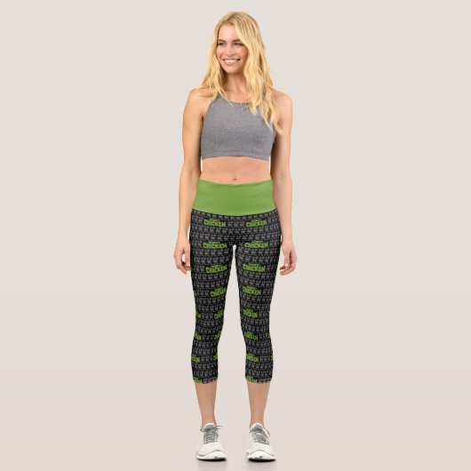 Chicken Silhouette Pattern Capri Leggings (Vorderseite)