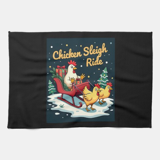 Chicken Sleigh Ride Geschirrtuch (Horizontal)