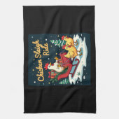 Chicken Sleigh Ride Geschirrtuch (Vertikal)