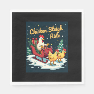 Chicken Sleigh Ride Serviette