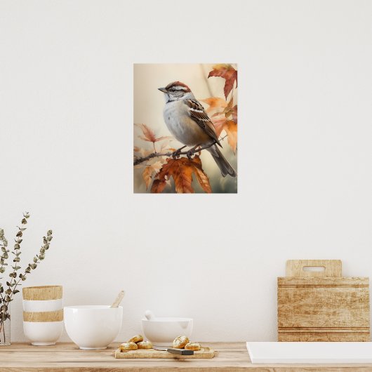 Chicken Sparrow Bird Art Print Poster (Küche)