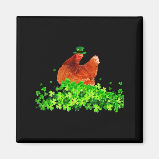 Chicken St Patricks Day Chicken Lover Irish Shamro Magnet (Vorne)