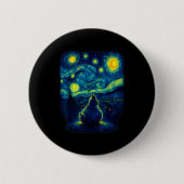 Chicken Starry Funny Night Van Gogh Farm Lover Gir Button (Vorderseite)