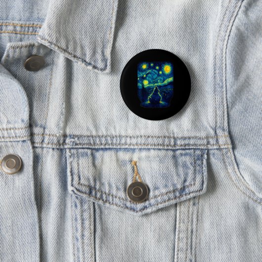 Chicken Starry Funny Night Van Gogh Farm Lover Gir Button (Beispiel)