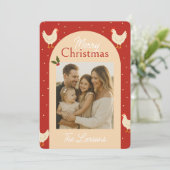 Chicken Themed Christmas Photo Card Feiertagskarte (Stehend Vorderseite)