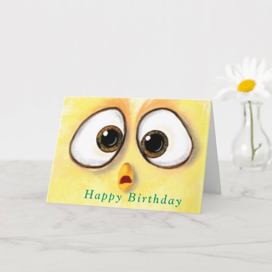 Chicken Überraschte Big Eyes Funny Birthday Card Karte (Kleine Pflanze)