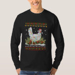 Chicken Ugly Christmas Sweater Santa Hat Tree T-Shirt<br><div class="desc">Chicken Ugly Christmas Sweater Santa Hat Tree Lights Xmas Shirt. Perfect gift for your dad,  mom,  papa,  men,  women,  friend and family members on Thanksgiving Day,  Christmas Day,  Mothers Day,  Fathers Day,  4th of July,  1776 Independent day,  Veterans Day,  Halloween Day,  Patrick's Day</div>