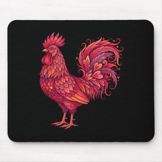 Chicken Valentines Day Heart For Farmers Cute Chic Mousepad (Vorne)