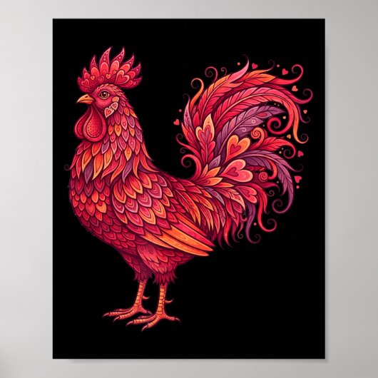 Chicken Valentines Day Heart For Farmers Cute Chic Poster (Vorne)