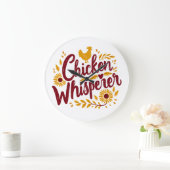 Chicken Whisperer Rustikaler Bauernhof Kerngebiet Große Wanduhr (Zuhause)