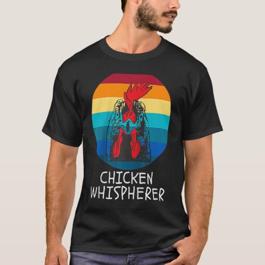 Chicken Whisperer with Retro Sunset Backyard Chic T-Shirt (Vorderseite)