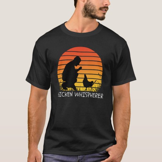 Chicken Whisperer with Retro Sunset Backyard Chick T-Shirt (Vorderseite)