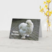 Chicken White Silkie Foto Geburtstag Karte (Gelbe Blume)